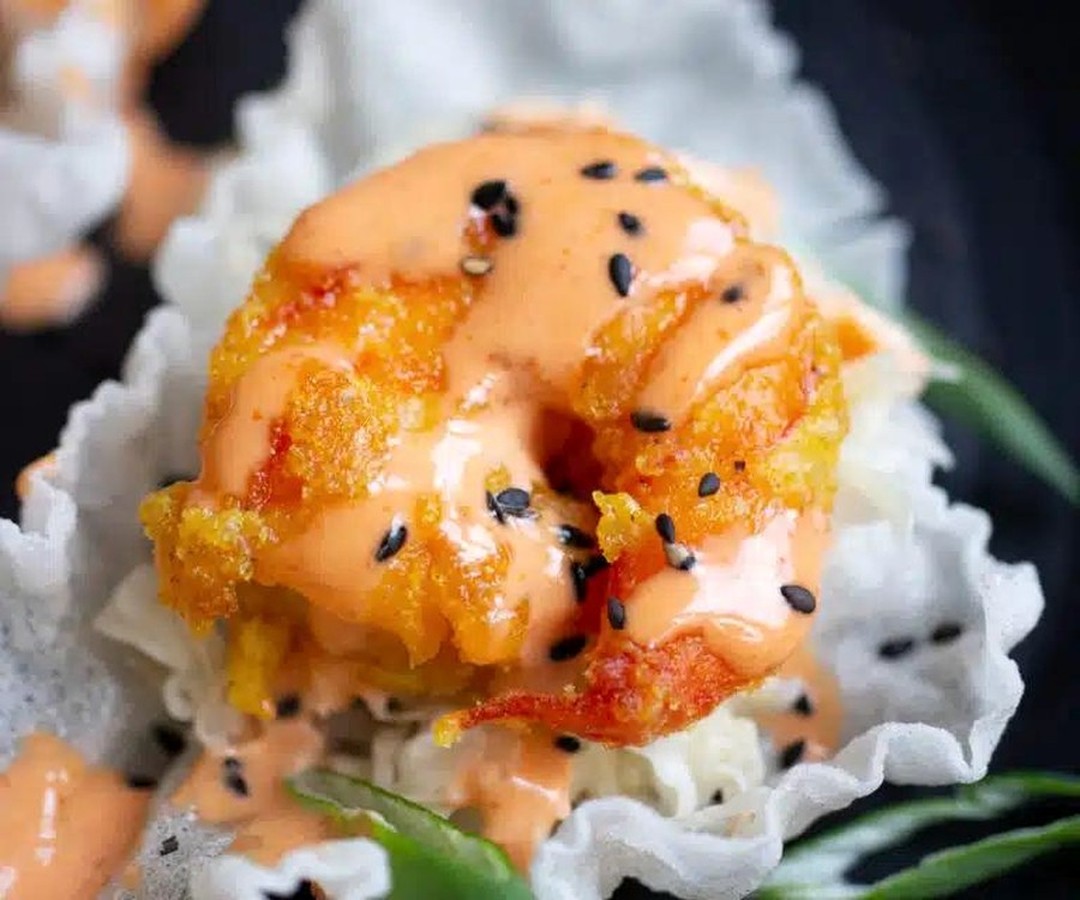Kreativer Seafood-Gang als Detailaufnahme
